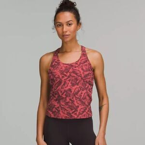 READ Lululemon Cool Racerback Tank Top Nulu Spray Leaf Fireside Red Multi Size 4